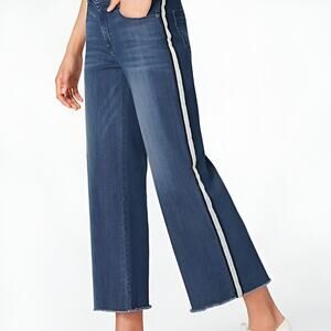 J.Jill Jeans Women 10T Blue High-Rise Full Leg Crops Striped Sides Contemporary